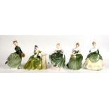 A group of five Royal Doulton figures to include Top of the Hill, Christmas Morn and Kathleen (5).