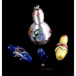 Three late 19th / early 20th century Venetian glass scent bottles, the largest 5cms (2ins) high. (