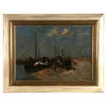 Bernadus Cornelius Nultee (Dutch 1903-1967) - Harbour Scene with Figures Unloading a Boat - signed