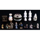 A group of Chinese miniature Mudman figures and other items.