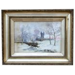 J. A. A. Stewart, Snowy river scene, signed lower left corner, watercolour, framed and glazed,