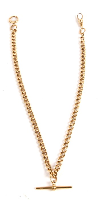 An 18ct yellow gold double Albert pocket watch chain with 'T' bar. 59.3g. 45cm (17.75 ins)