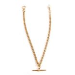 An 18ct yellow gold double Albert pocket watch chain with 'T' bar. 59.3g. 45cm (17.75 ins)