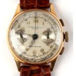 An 18ct gold chronograph Suisse wristwatch stopwatch.Condition Reportcase diameter 34mm. Stop