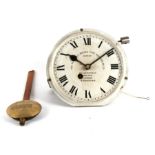 A Glenhill-Brook Time Recorders Ltd clock movement, the white painted dial with Roman numerals and