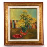 Mid 20th century school - Still Life of Yellow Flowers in a Vase - indistinctly signed 'MOURAD'