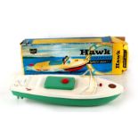 A Sutcliffe Hawk clockwork speedboat in original box, with key.