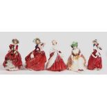A group of five Royal Doulton figures to include Grace, Secret Thoughts and Clarissa (5).Condition
