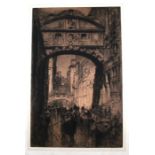 Frank Brangwyn (1867-1956) a large etching of a Venetian scene with bridges and gondolas, signed