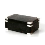 A white metal mounted tortoise shell box. 15cm (6ins) wide.