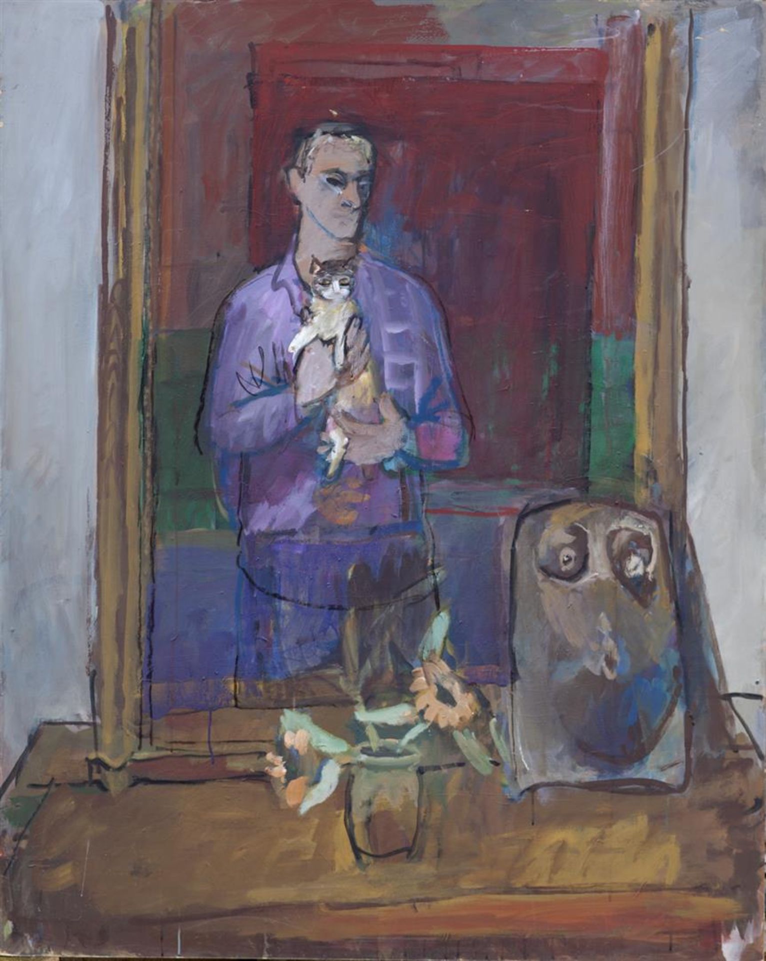Jean LANGLOIS (8 mars 1923-15 janvier 2014) - « Autoportrait de l’artiste tenant [...]