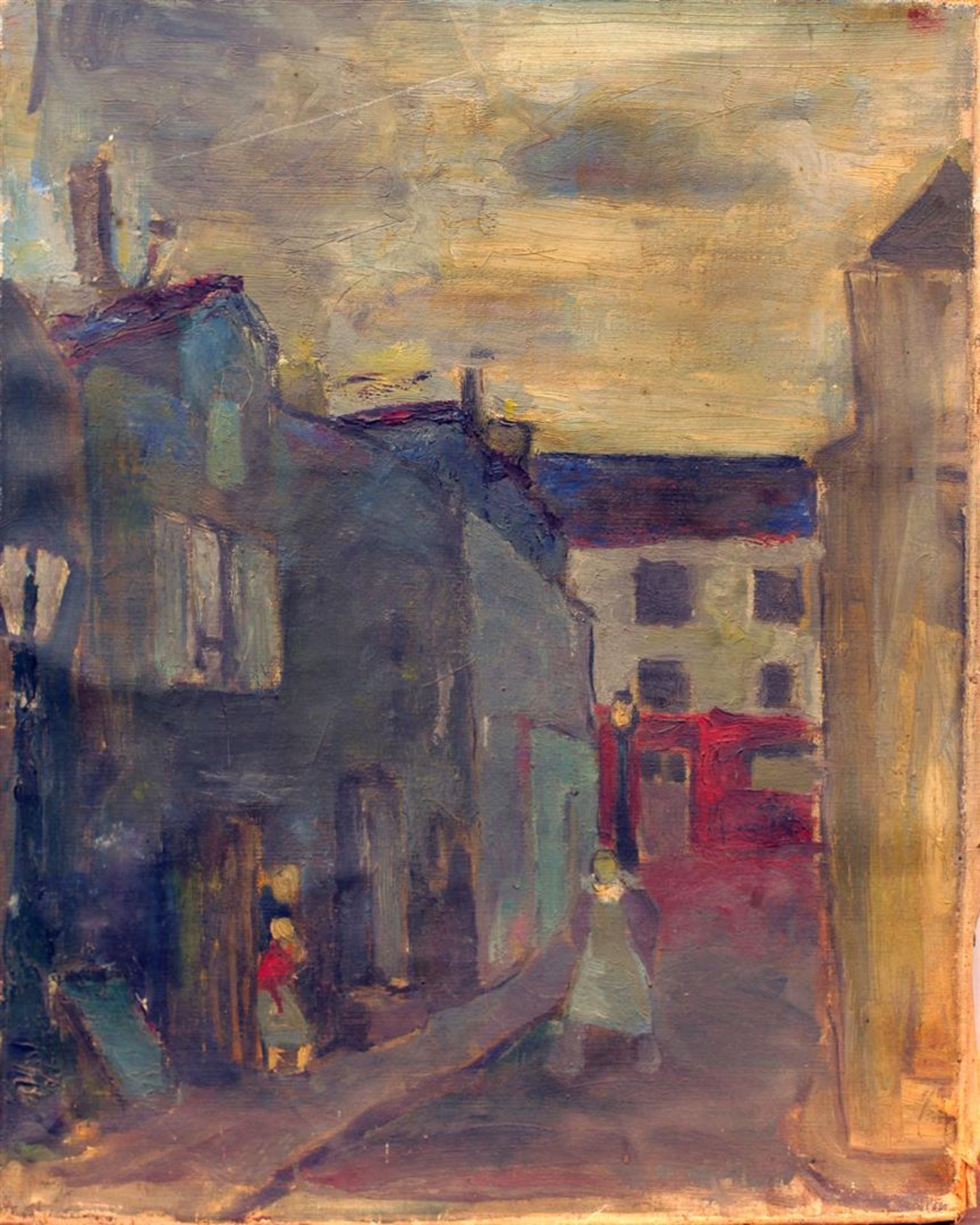 Jean LANGLOIS (8 mars 1923-15 janvier 2014) - « Une rue de Montmartre le soir, [...]