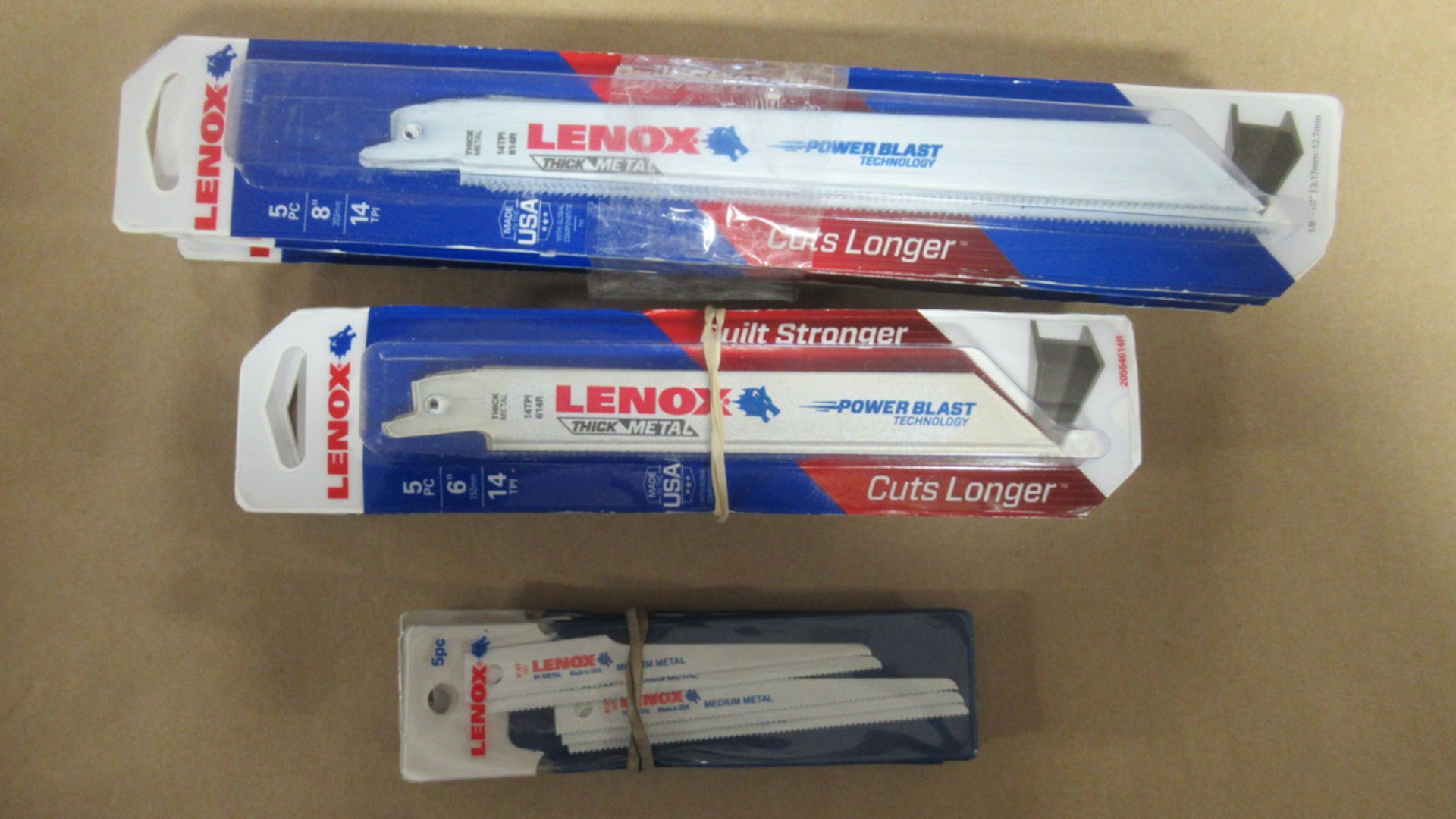 LOT DE 15 PKG DE 5 LAMES 4" & 6" & 8" POUR METAL LENOX 14TPI 814R, 14TPI 614R, 418T