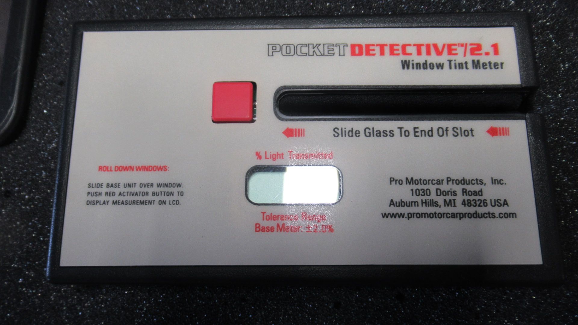 POCKET DETECTIVE 2.1 WINDOW TINT METER MONROE PMC-8010
