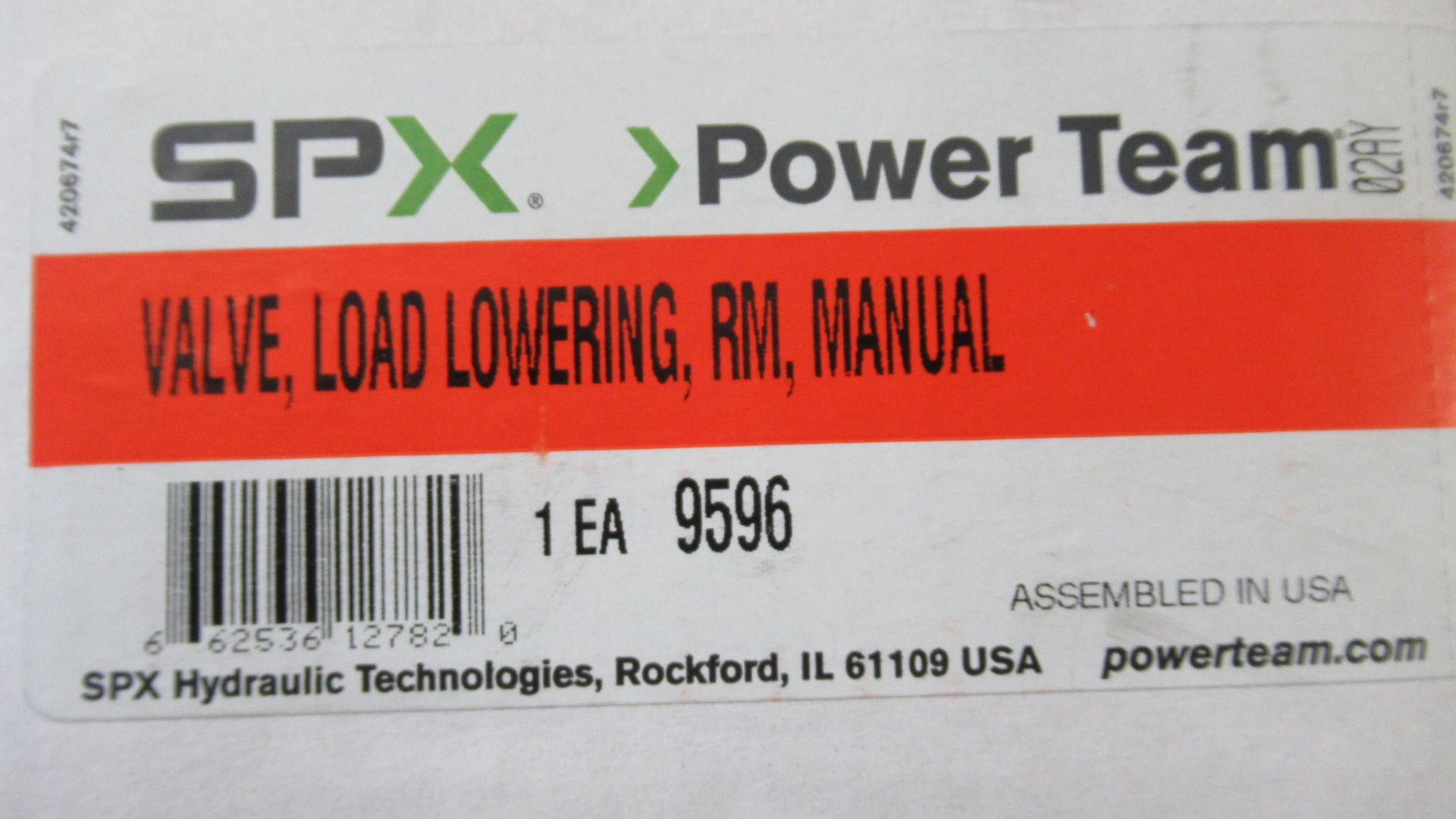 VALVE LOAD LOWERING RM MANUAL SPX 9596 - Image 2 of 2