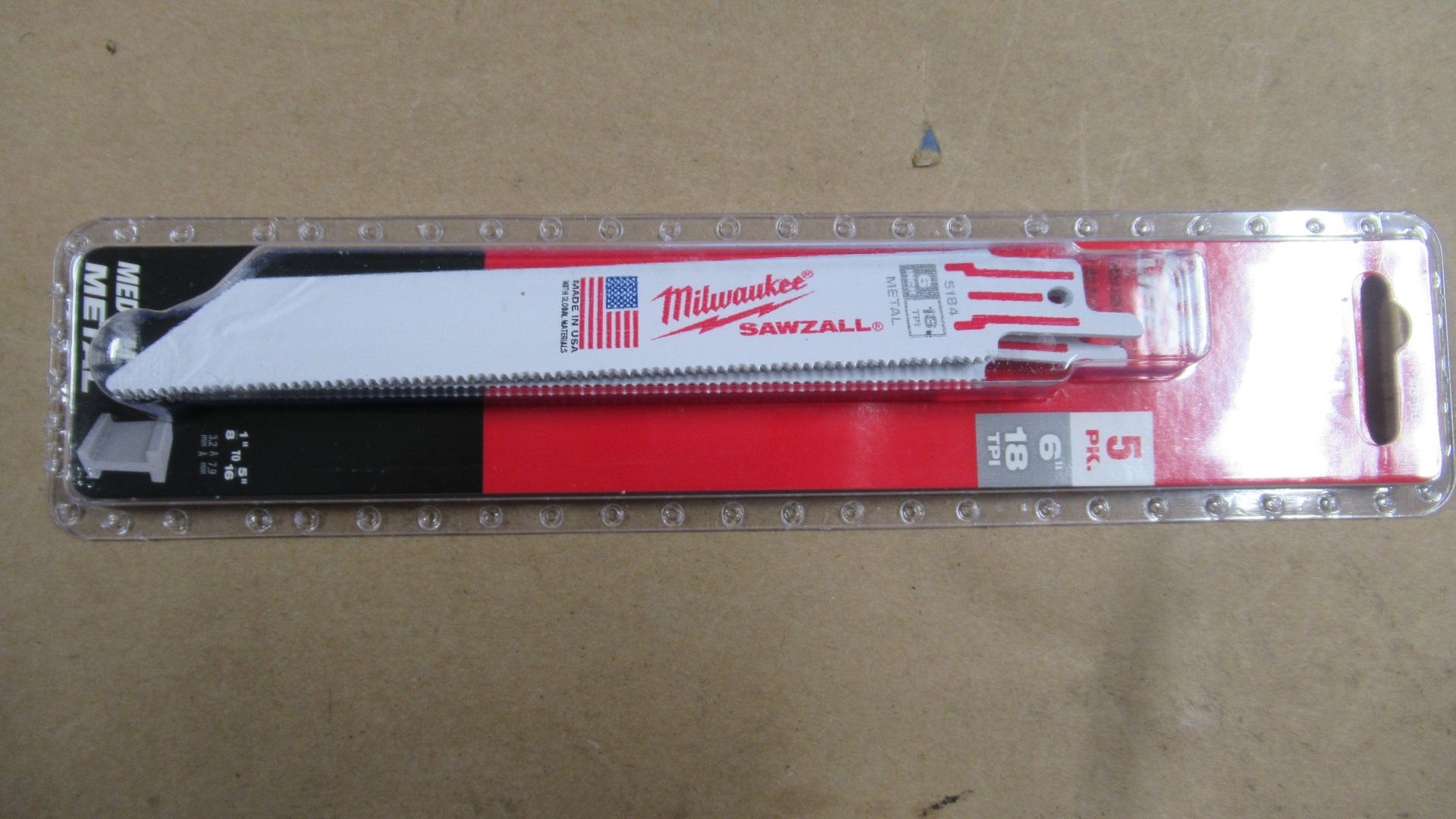 PKG DE 5 LAMES 6" 18TPI METAL MILWAUKEE 48-00-5184