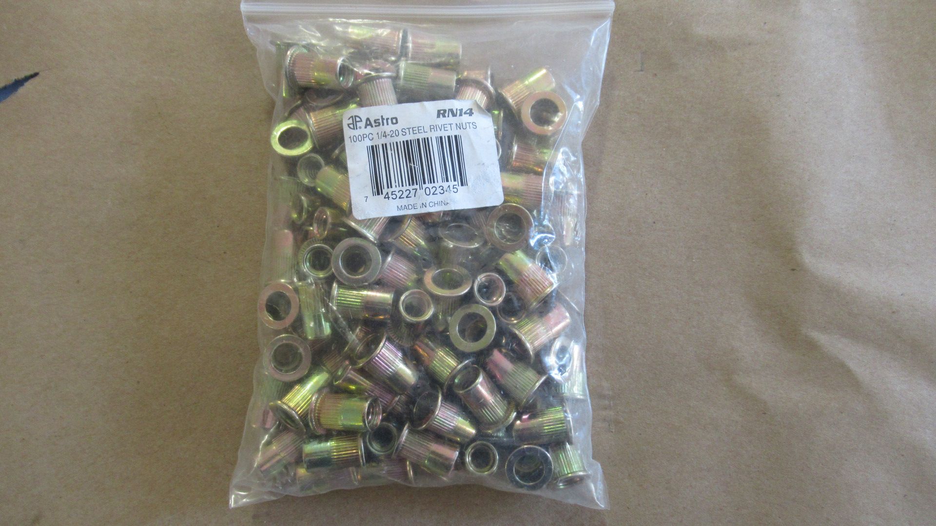 PKG OF 100 1/4-20 STEEL RIVET NUTS ASTRO RN14