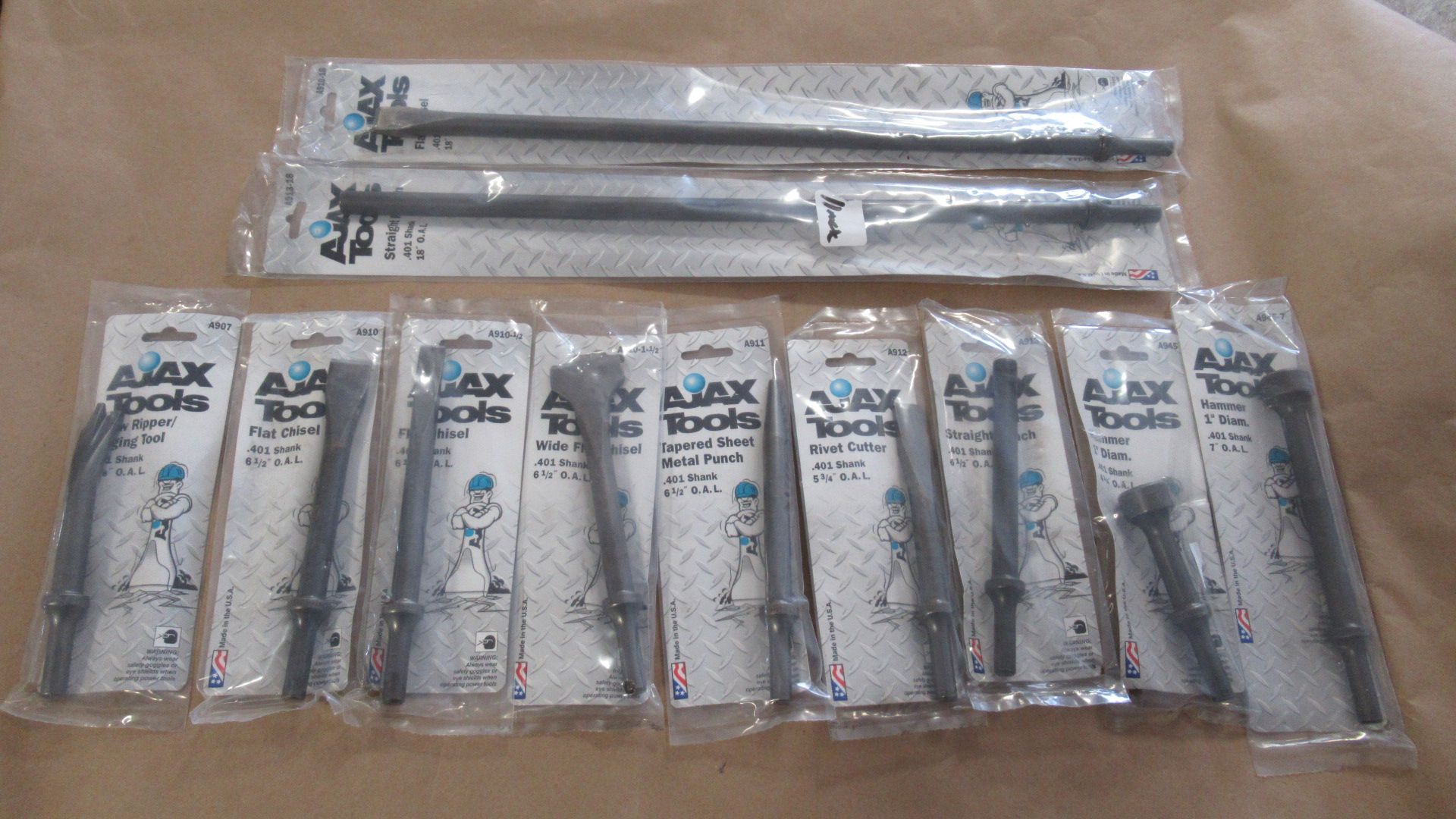 LOT OF 11 CHISELS & PUNCHES ASST AJAX TOOLS