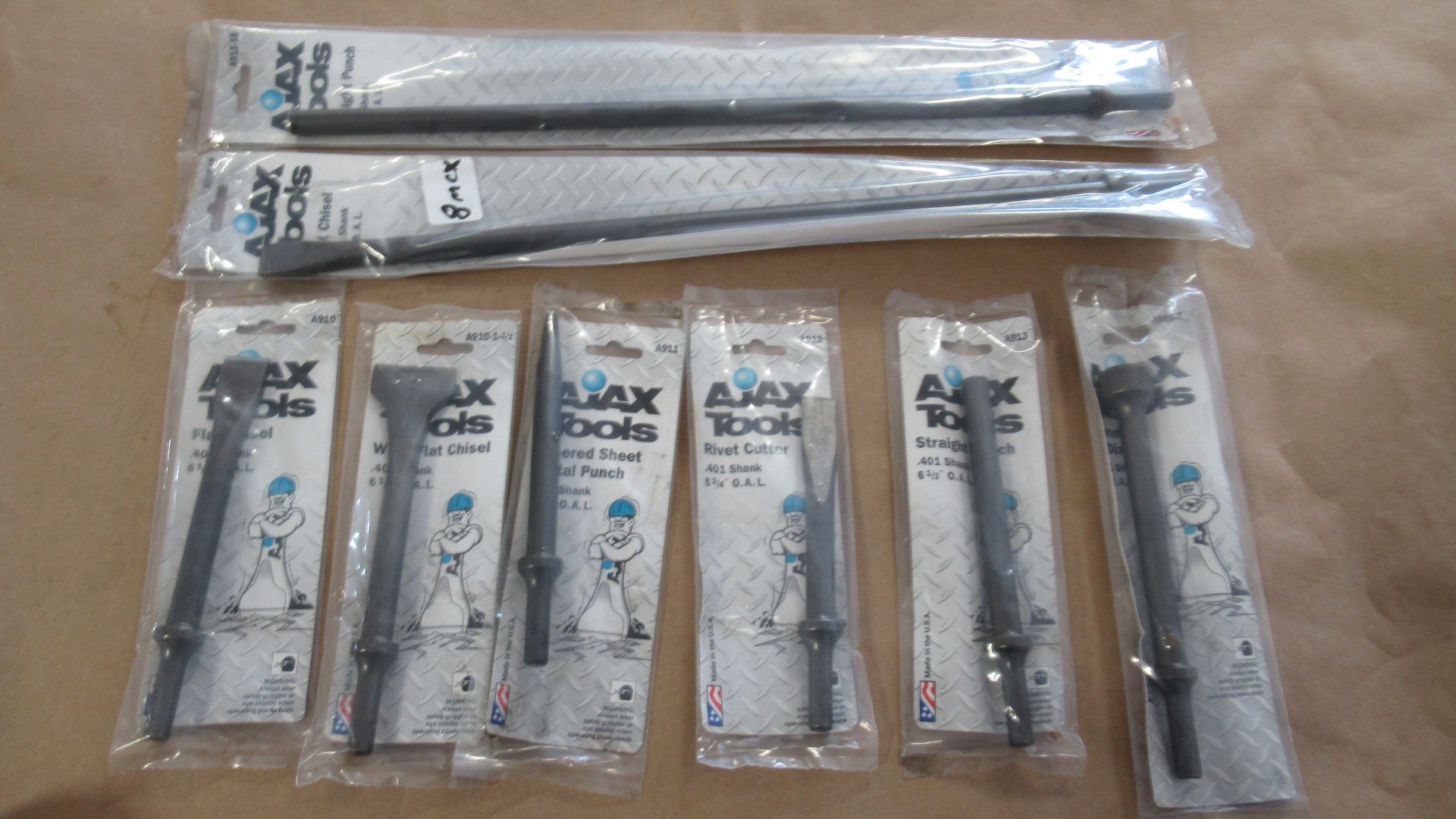 LOT OF 8 CHISELS & PUNCHES ASST AJAX TOOLS