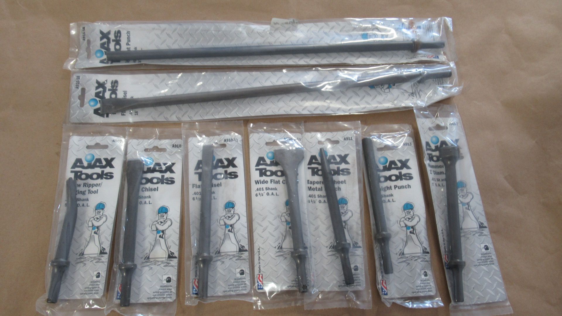 LOT OF 10 CHISELS & PUNCHES ASST AJAX TOOLS