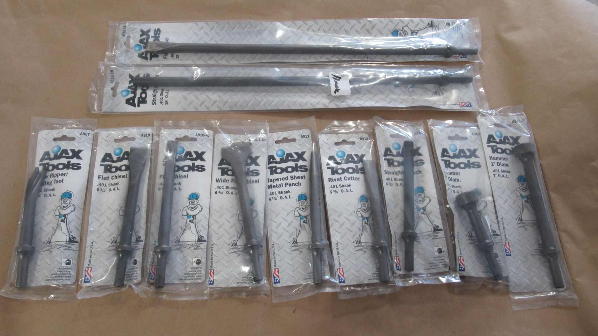 LOT OF 11 CHISELS & PUNCHES ASST AJAX TOOLS