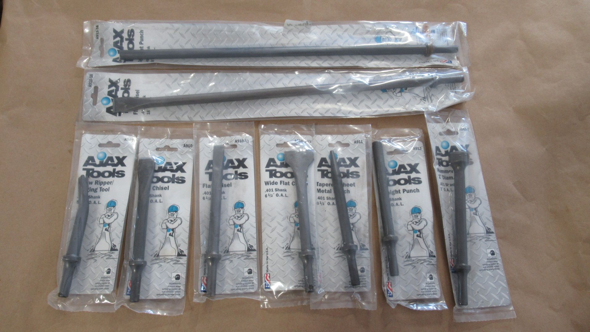 LOT OF 10 CHISELS & PUNCHES ASST AJAX TOOLS