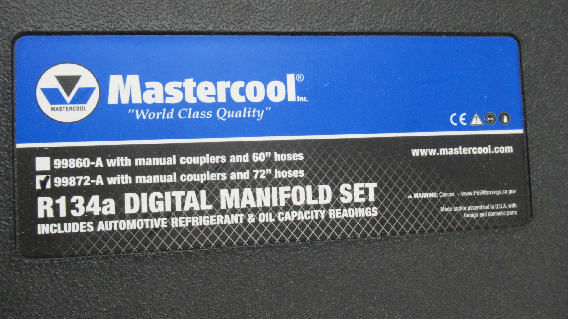 R134a DIGITAL MANIFOLD SET W/MANUAL COUPLERS & 72" HOSES MASTERCOOL 99872-A - Image 2 of 2