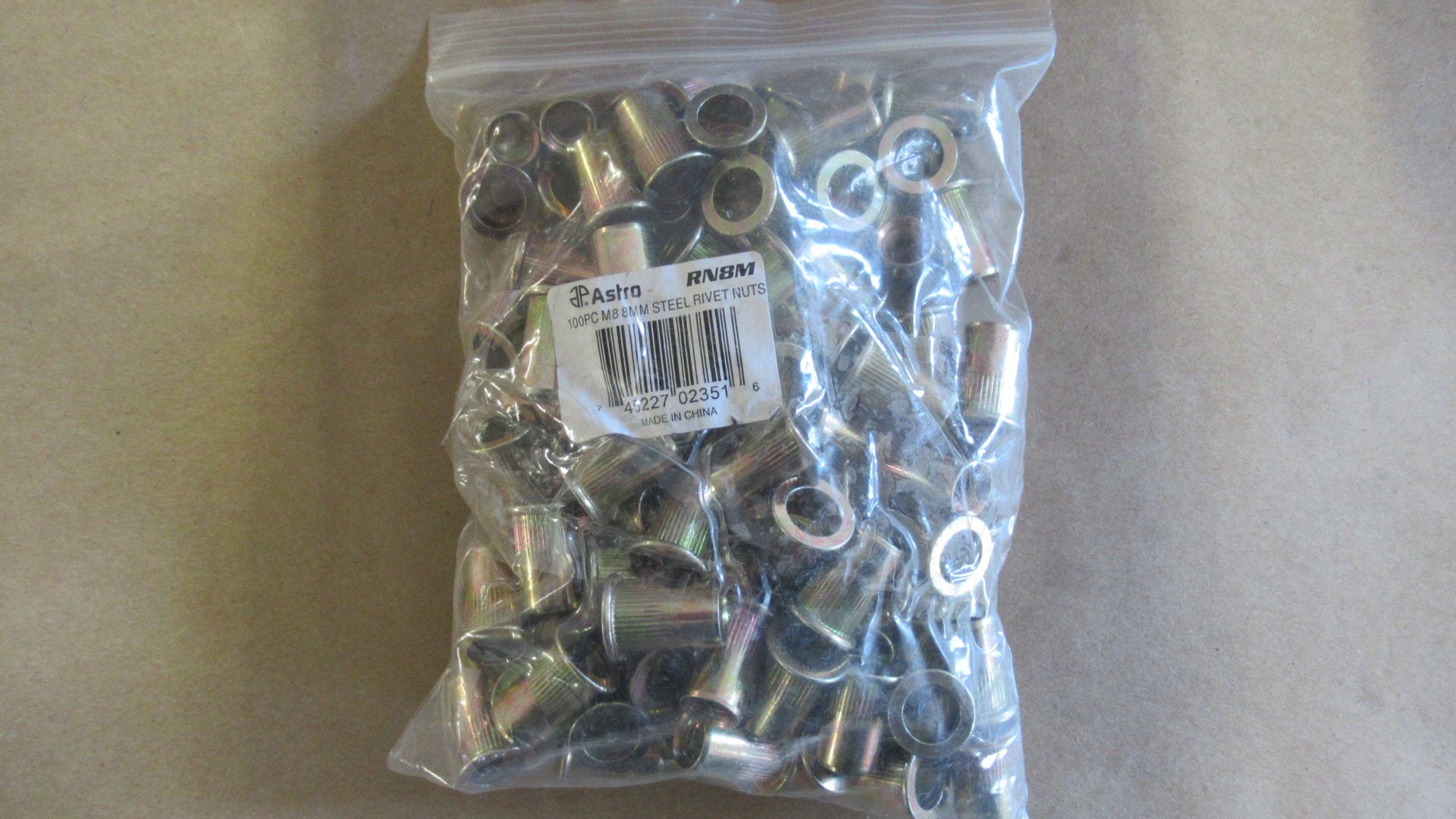 PKG OF 100 M8 8mm STEEL RIVET NUTS ASTRO RN8M