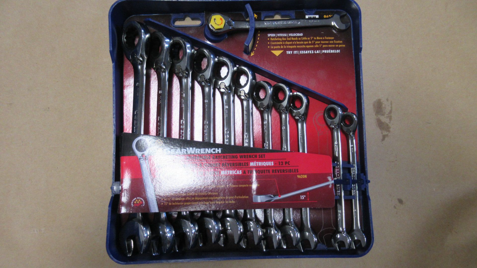 12PC METRIC 8-19mm REVERSIBLE RATCHETING WRENCH SET GW 9620N