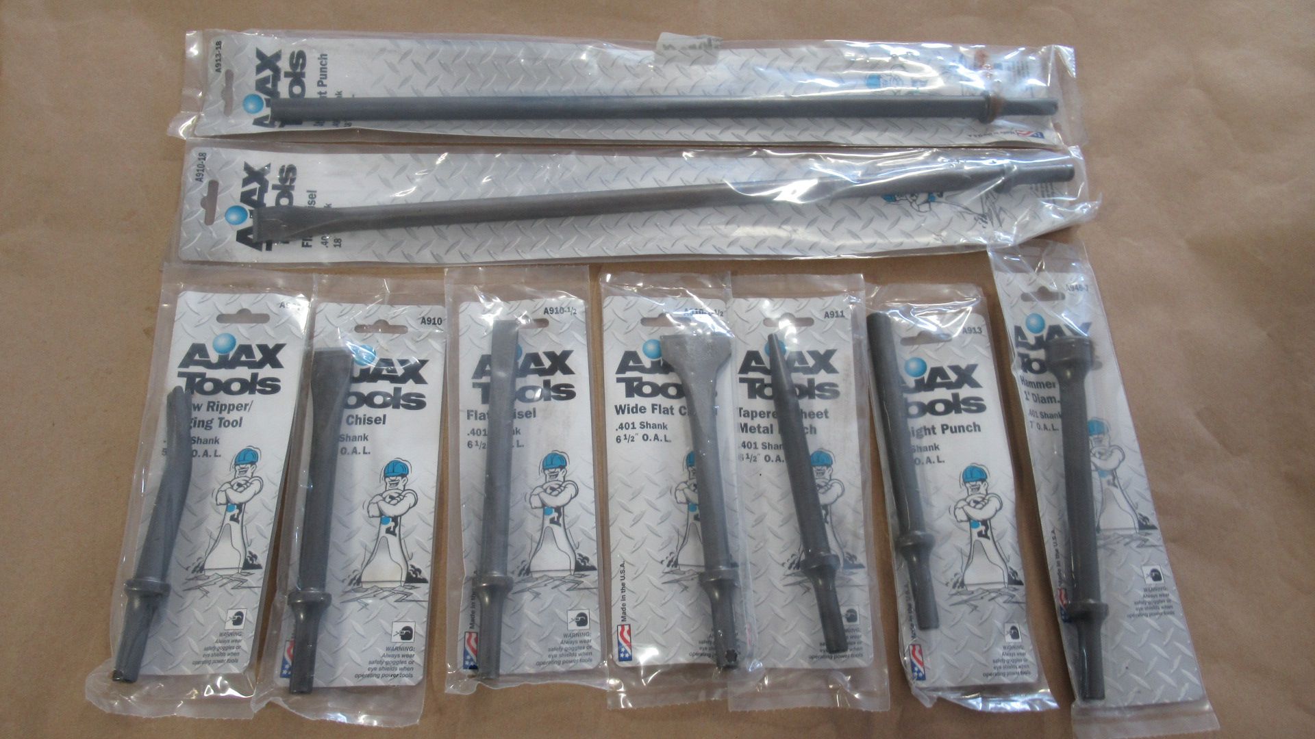 LOT OF 10 CHISELS & PUNCHES ASST AJAX TOOLS