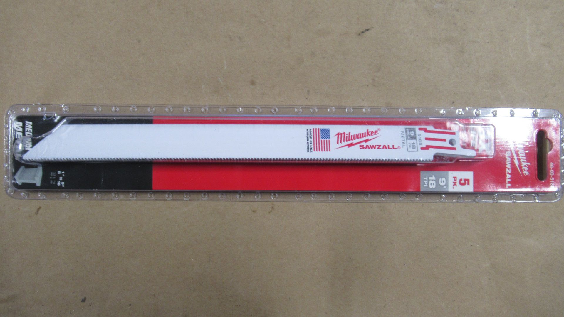 PKG DE 5 LAMES 9" 18TPI METAL MILWAUKEE 48-00-5188