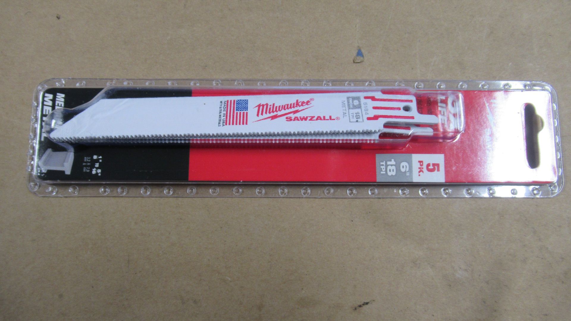 PKG DE 5 LAMES 6" 18TPI METAL MILWAUKEE 48-00-5184