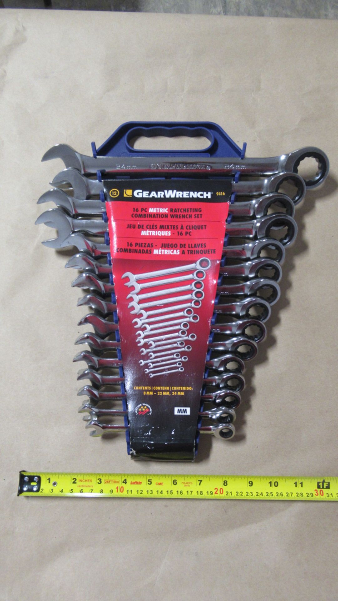 16 PC METRIC 8-22,24mm RATCHETING COMBINATION WRENCH SET GW 9416