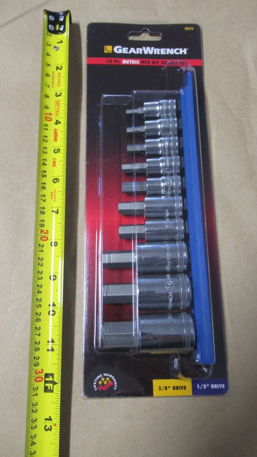 10 PC 3/8",1/2" DR. METRIC 4-17mm HEX BIT SOCKET SET GW 80578