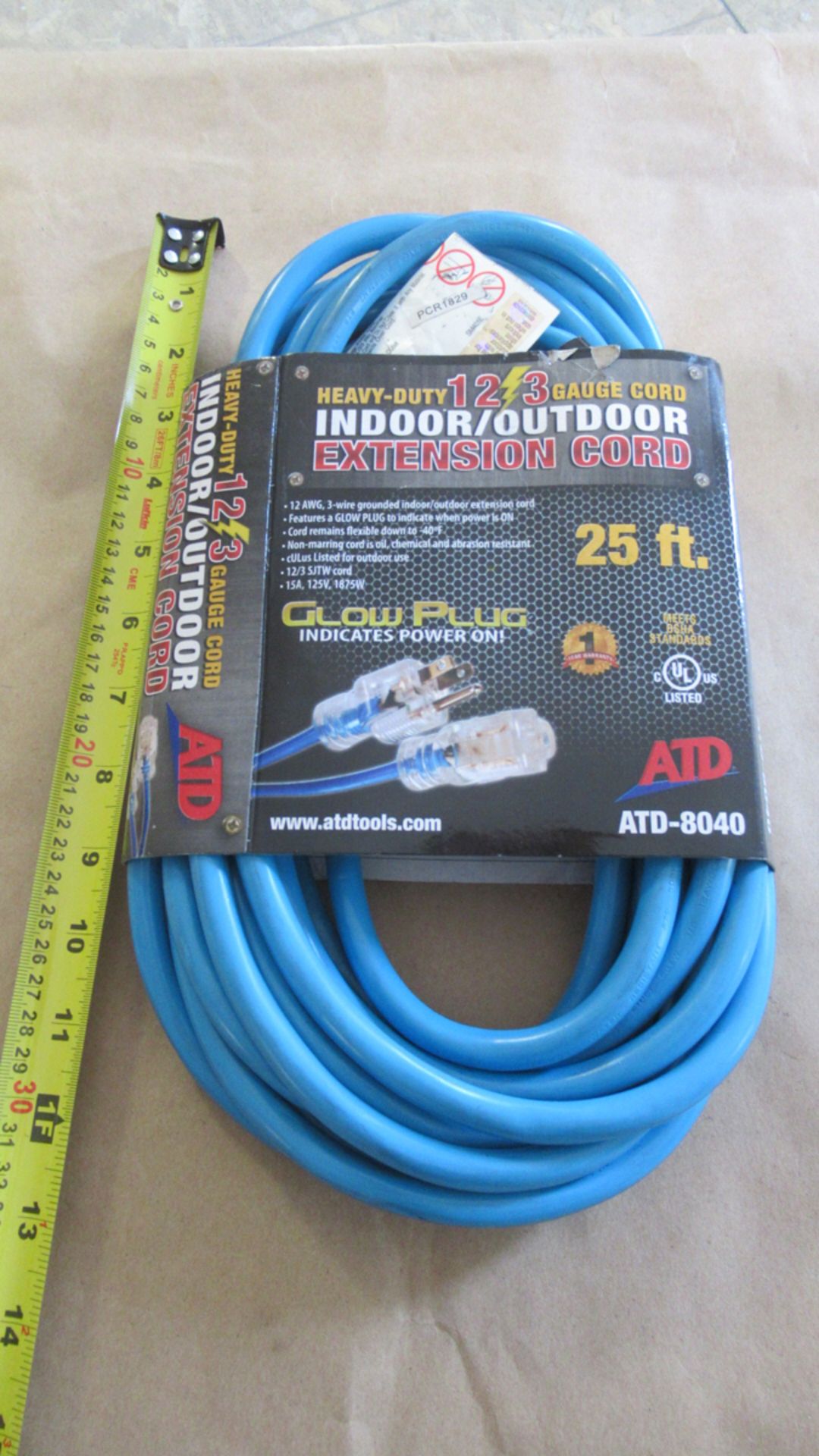 25' 12awg EXTENSION CORD ATD 8040