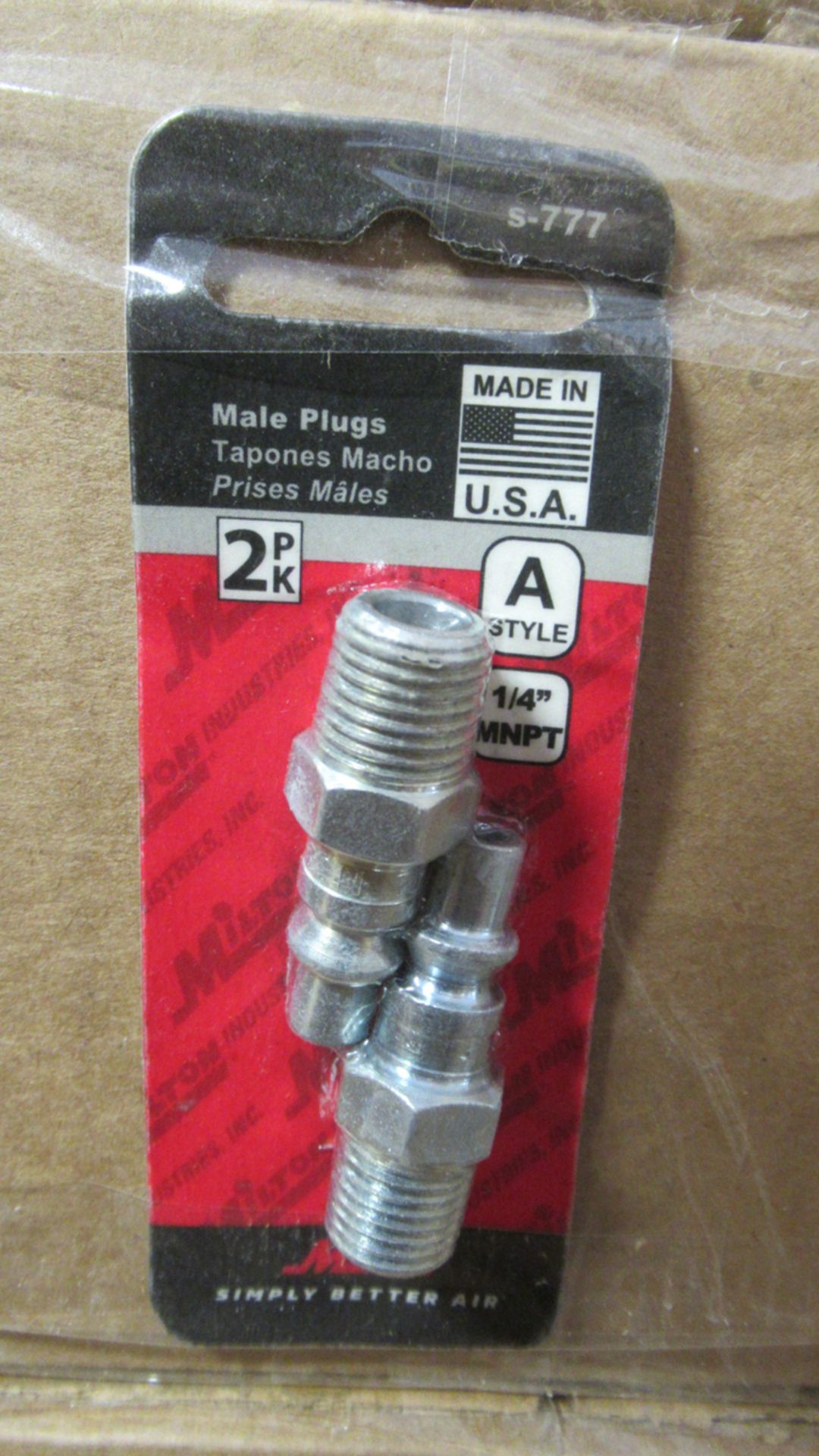 LOT OF 150 PKGS (2MCS/PKG) MALE PLUGS 1/4" MNPT A STYLE MILTON S-777