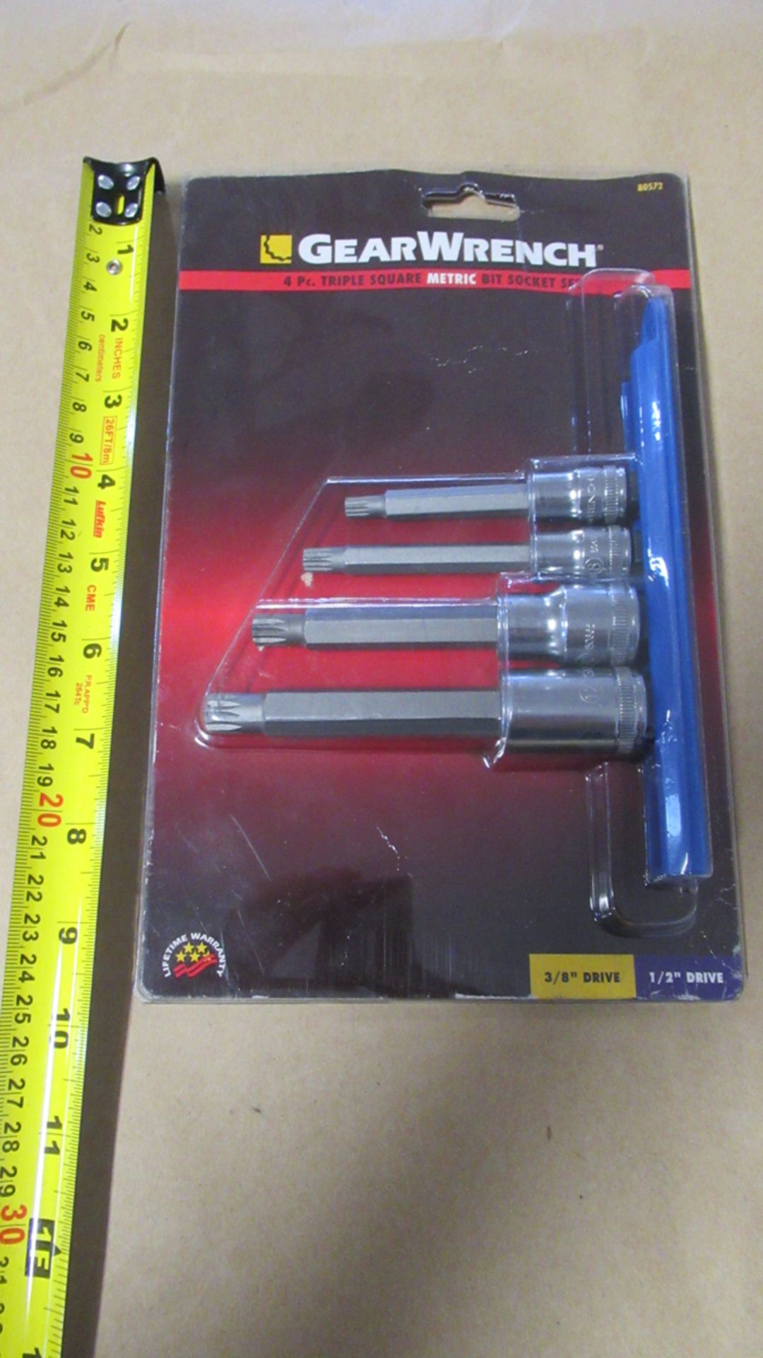 4 PC 3/8", 1/2" dr TRIPLE SQUARE METRIC 6-12mm BIT SOCKET SET GW 80572