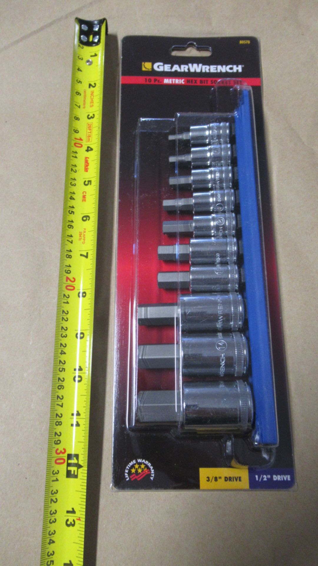 10 PC 3/8",1/2" DR. METRIC 4-17mm HEX BIT SOCKET SET GW 80578