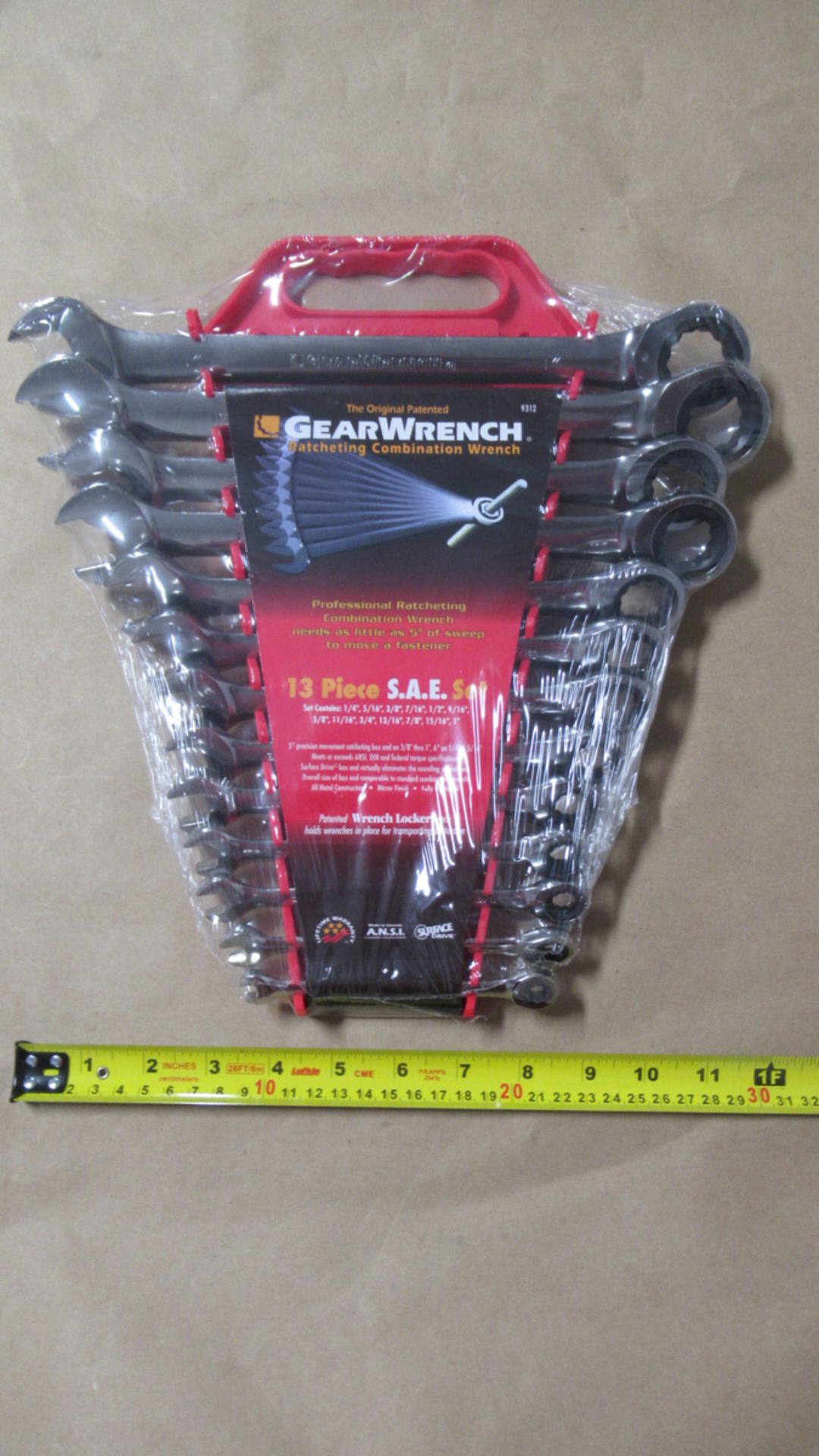 13 PCS SAE 1/4"-1" RATCHETING COMBINATION WRENCH GW 9312