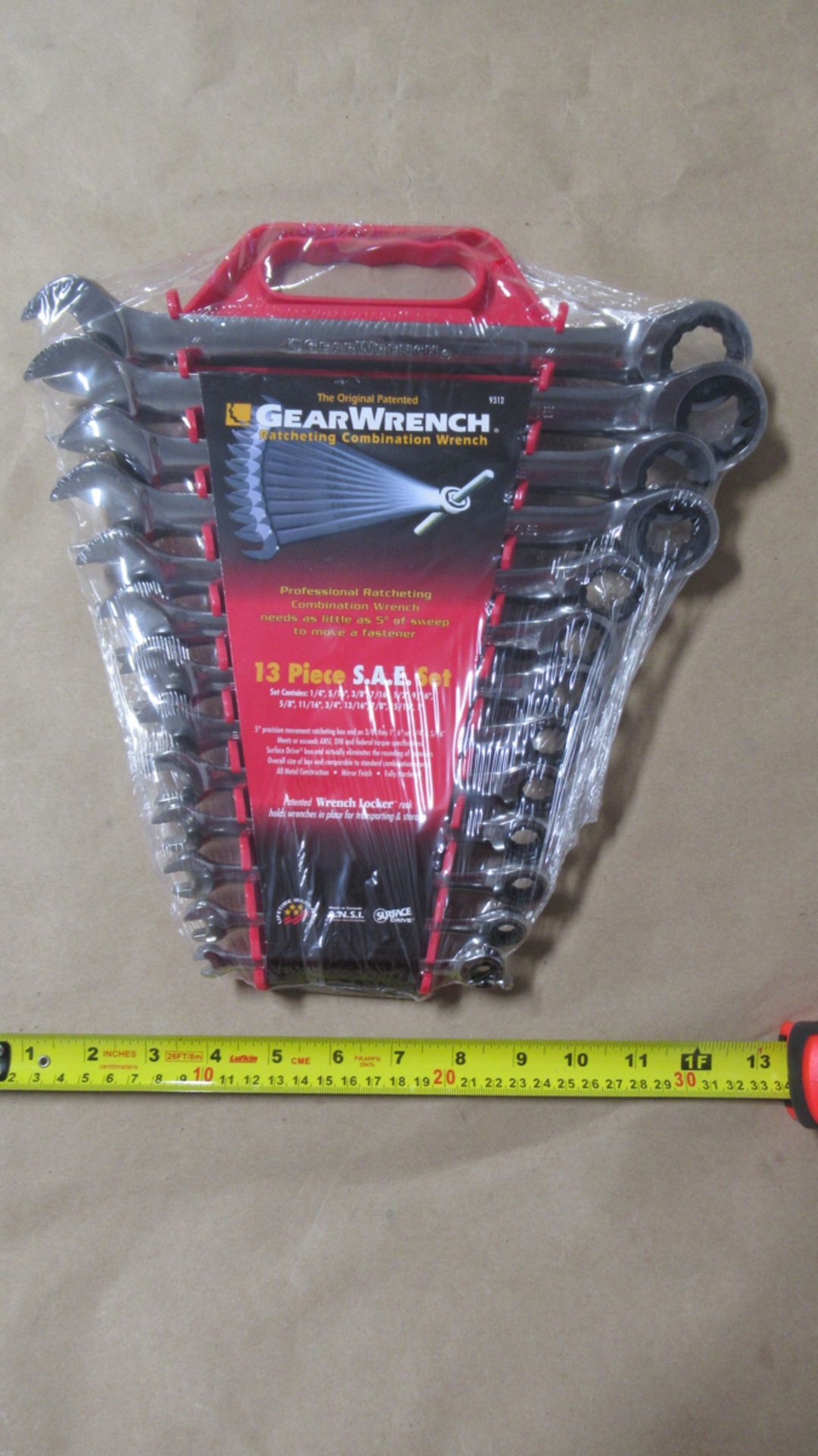 13 PCS SAE 1/4"-1" RATCHETING COMBINATION WRENCH GW 9312