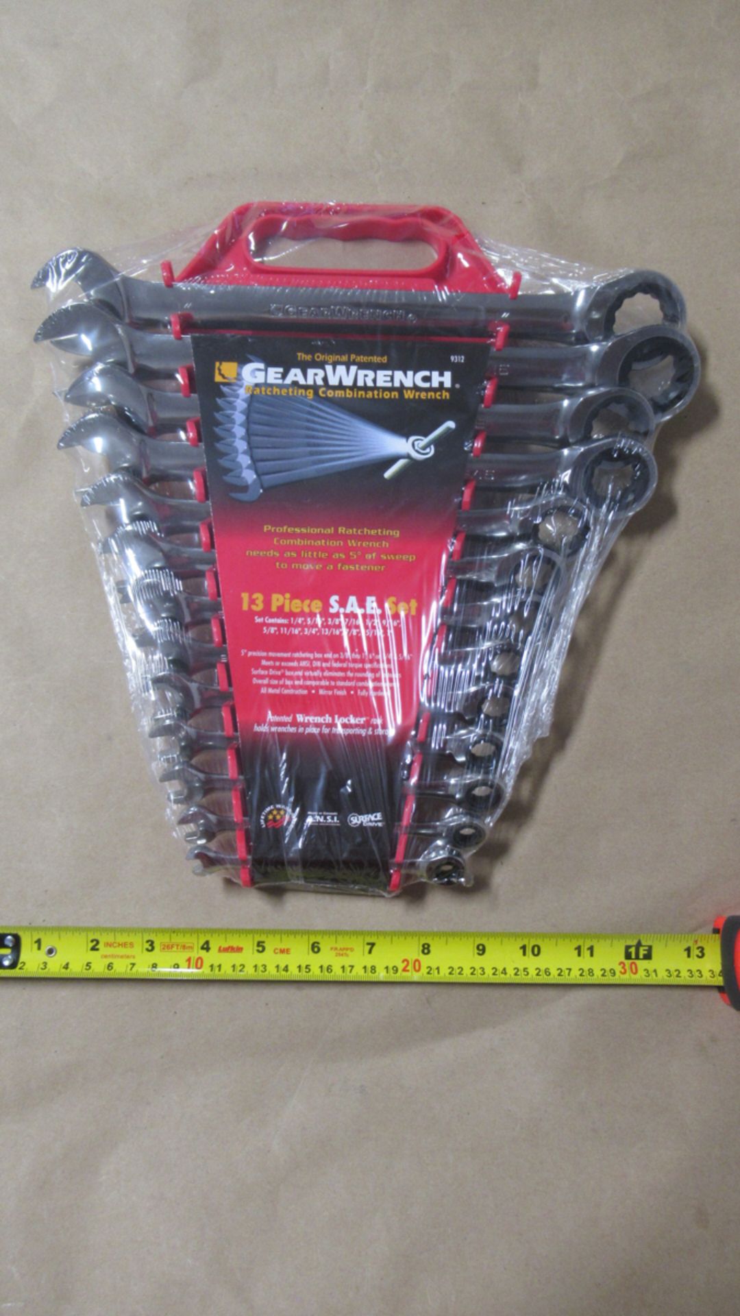 13 PCS SAE 1/4"-1" RATCHETING COMBINATION WRENCH GW 9312