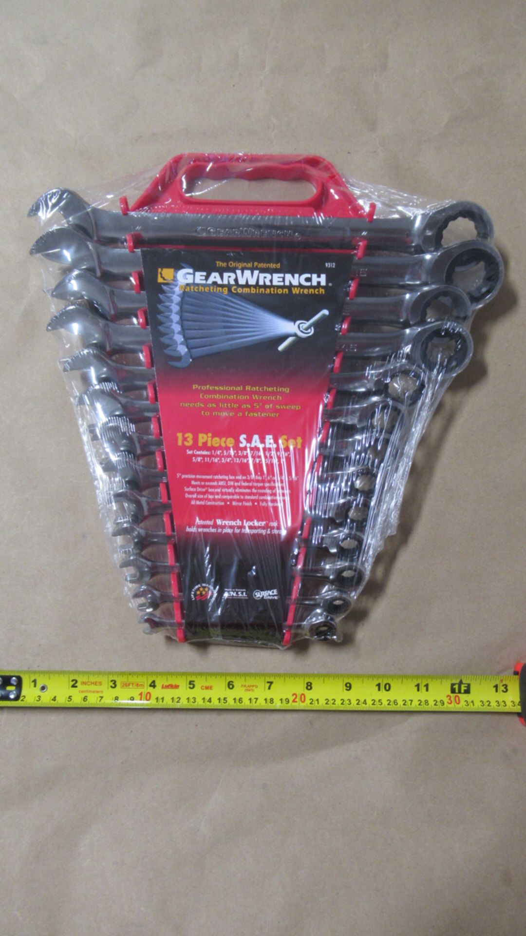 13 PCS SAE 1/4"-1" RATCHETING COMBINATION WRENCH GW 9312
