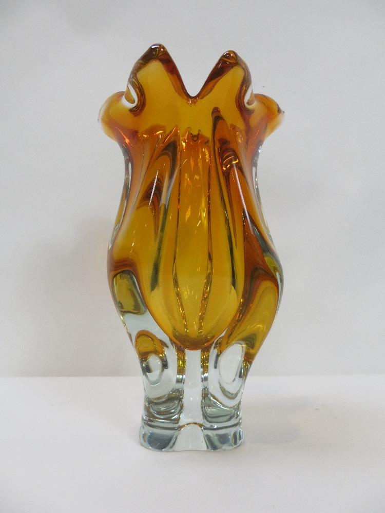 A 1970's Murano amber vase, 24cm high - Image 2 of 8