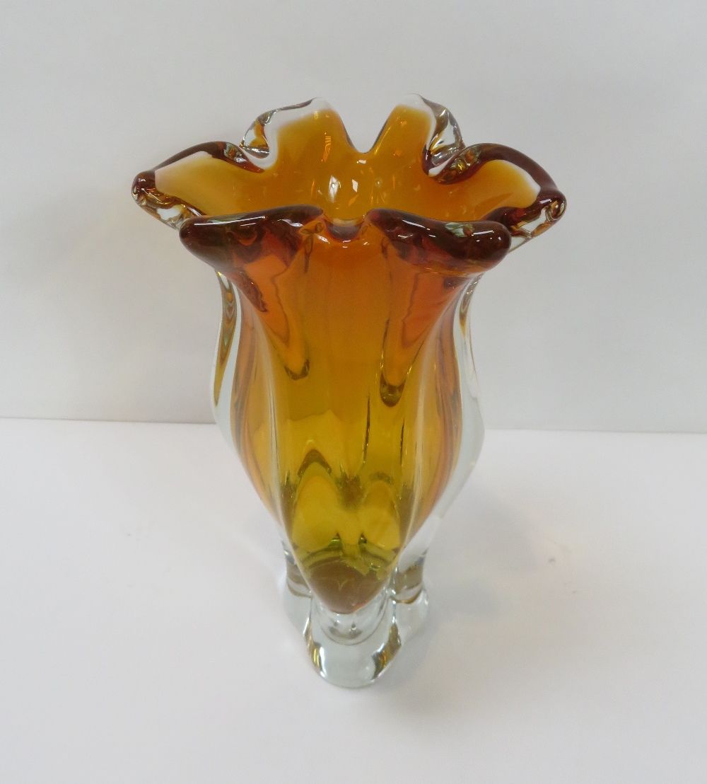 A 1970's Murano amber vase, 24cm high - Image 3 of 8