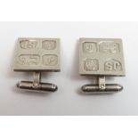 Jack Spencer - A pair of silver cufflinks, 1989, along with a silver tie pin 1977