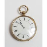 A late 19th Century Waltham open faced fob watch, stamped '10c', the white enamel dial with black