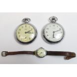 Timex, an open faced pocket watch; another similar by Smiths; and a ladies Ingersoll wrist watch