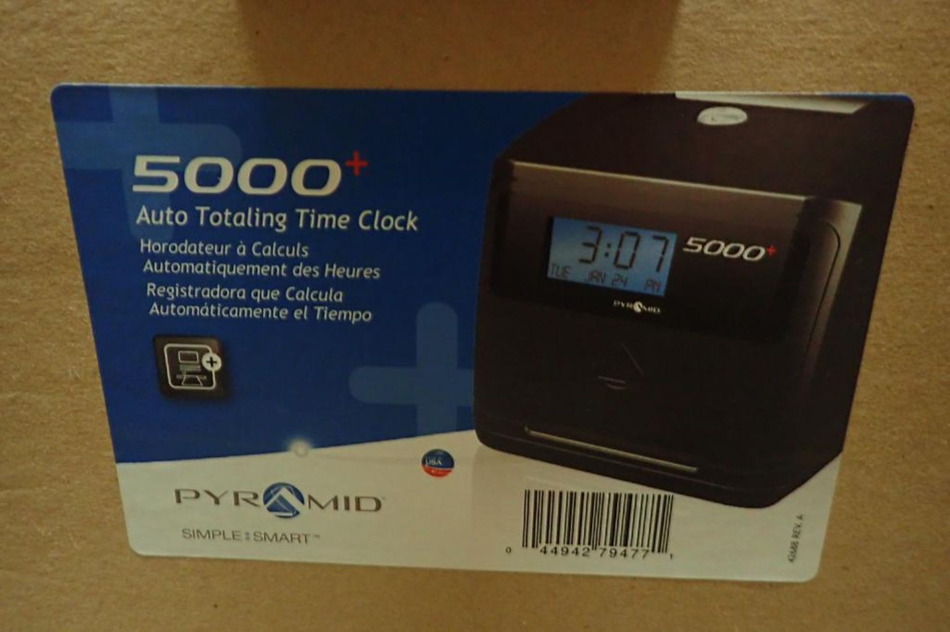 Pyramid 3600ss time clock and document stamp, Pyramid 5000 auto totaling time clock. **Rigging Fee: - Image 3 of 7