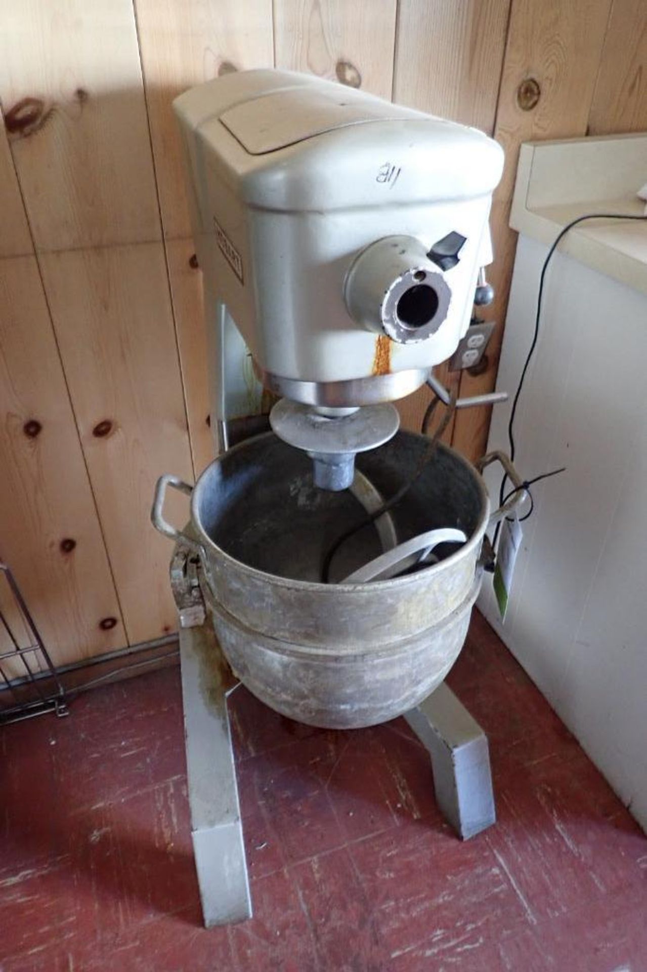 Hobart table top mixer, Model D300, SN 11-314-447, with bowl, whip and hook, on stand. **Rigging Fee