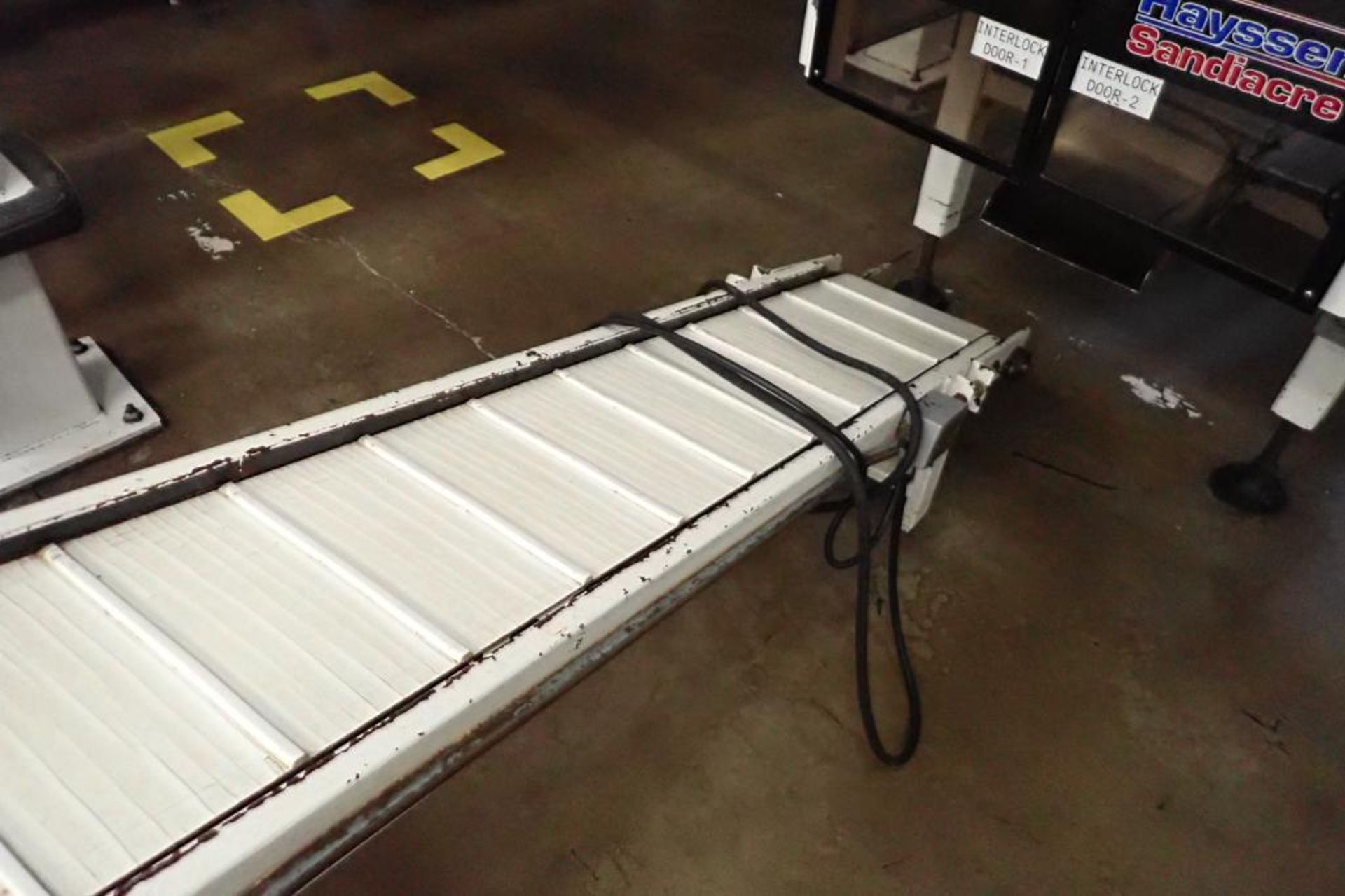 Incline rubber belt conveyor, cleated, 102 in. long x 12 in. wide, 48 in. discharge, mild steel fram - Image 5 of 6